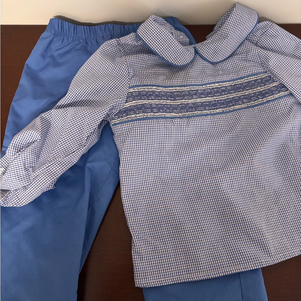 Blue Checkered Kids Matching Set